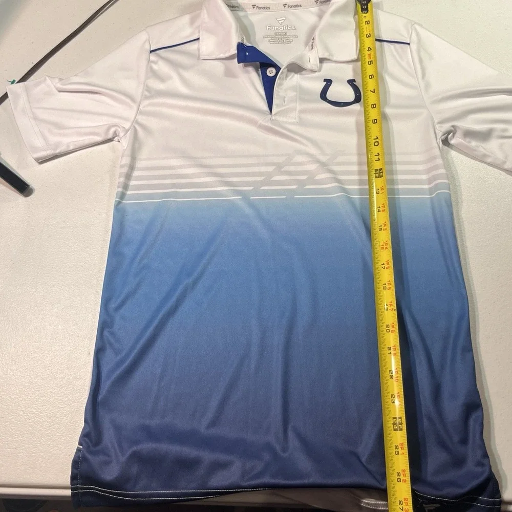 Indianapolis Colts Fanatics White Blue Mens Logo Polo Shirt Small $55 MSRP EUC